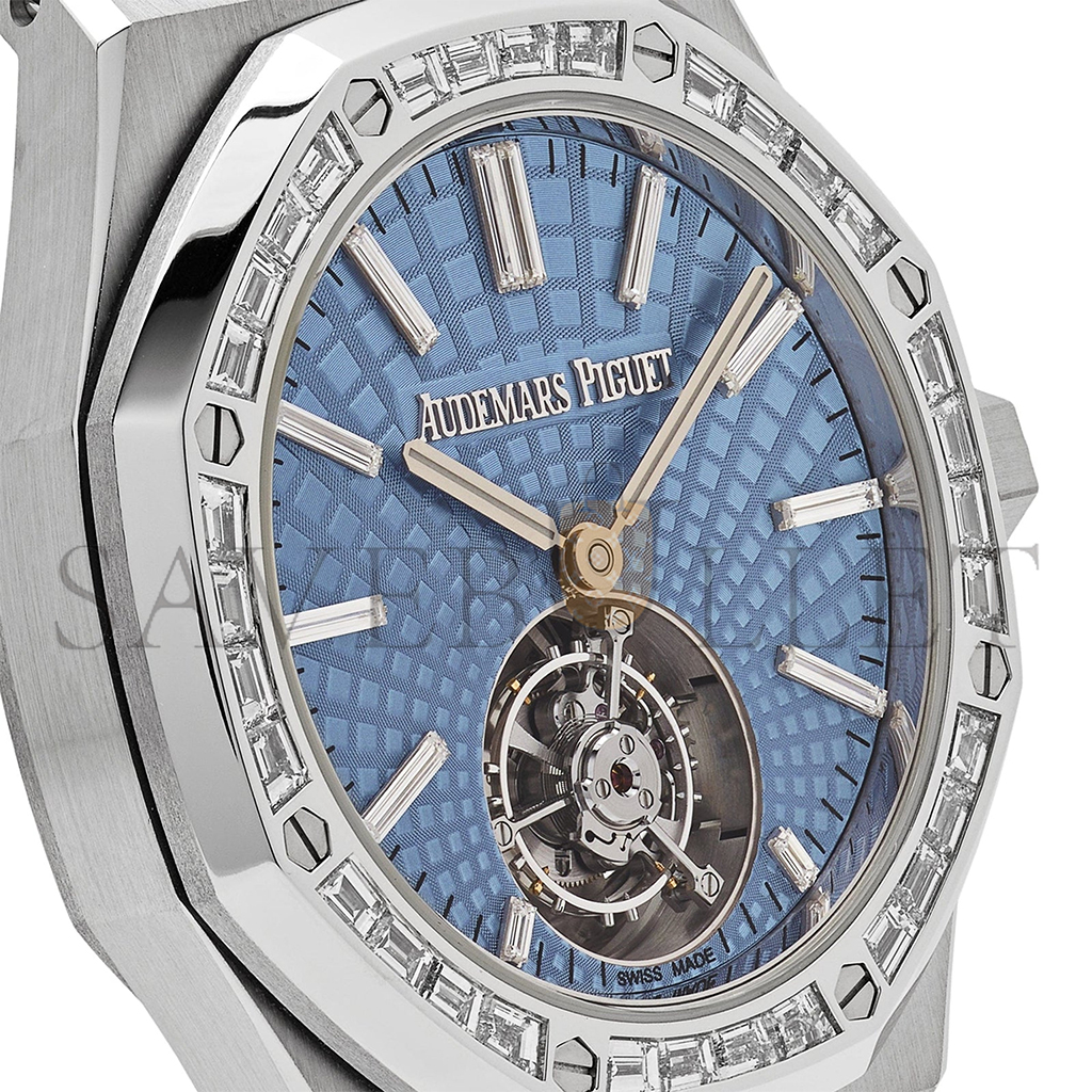 AUDEMARS PIGUET ROYAL OAK SELFWINDING FLYING TOURBILLON PLATINUM LIGHT BLUE DIAL WATCH 26535PT.ZZ.1220PT.01